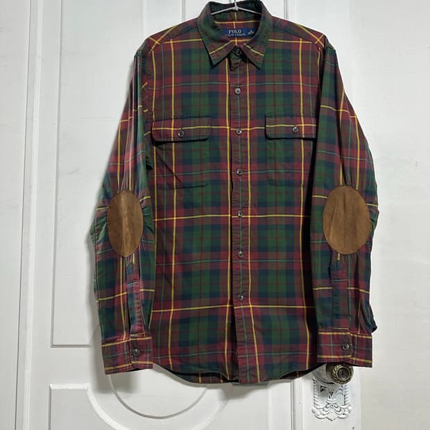 폴로 랄프로렌 레더패치 체크 셔츠