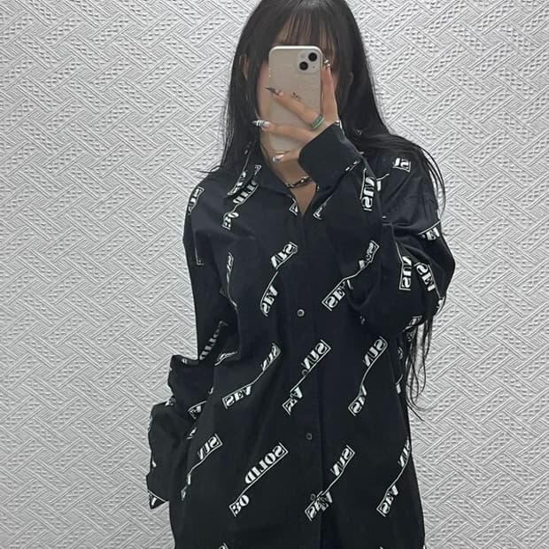 솔리드옴므 빈티지 스트릿 힙합 레터링 패턴 셔츠 52 C07815