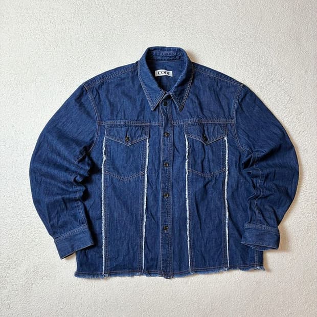 쿠어 COOR 절개 컷오프 크롭 데님셔츠 PN7447