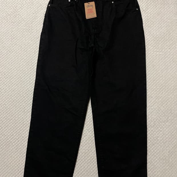 STUSSY 스투시 빅올진 루즈핏 워시드 블랙 데님 팬츠 새상품