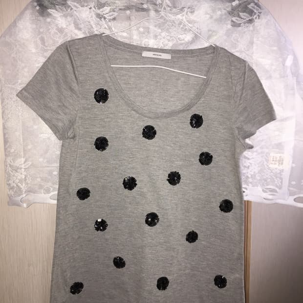 블랙 도트 스팽글 빈티지 반팔