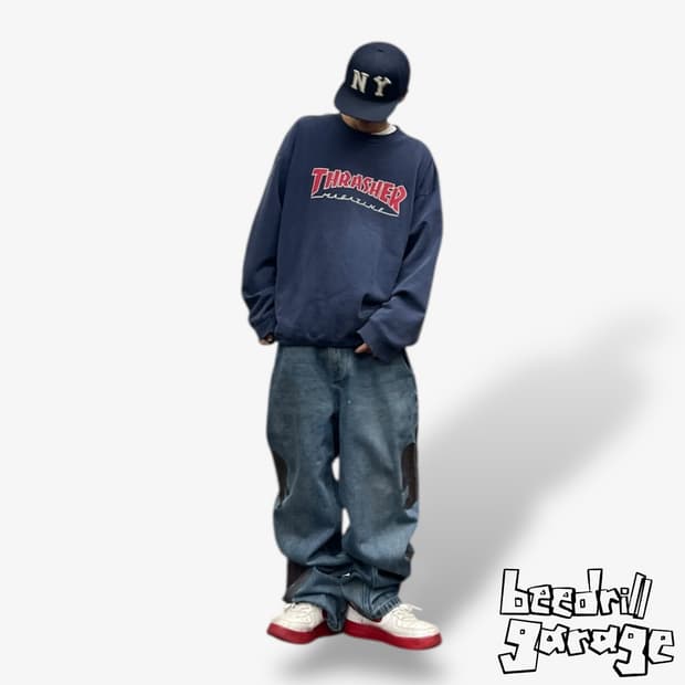 엑스톤즈 플라워 와이드 데님팬츠