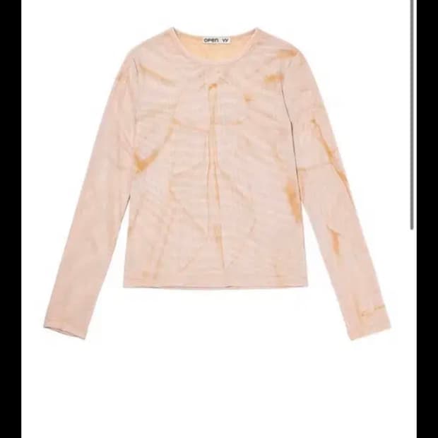 Open yy RIBBON PRINT MESH TOP, SALMON