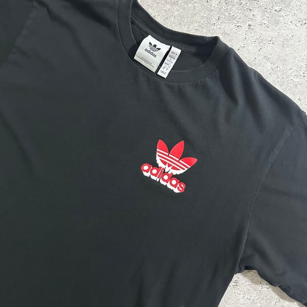 adidas 블랙 3D 트레포일 그래픽 반팔 티셔츠/097