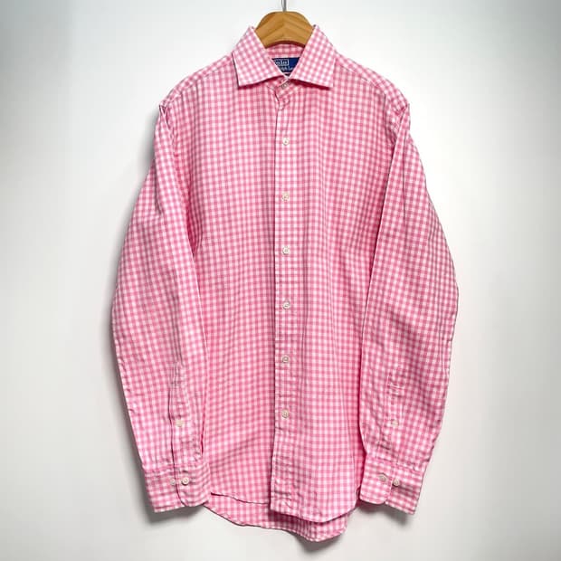 폴로 랄프로렌 핑크 깅엄 체크셔츠