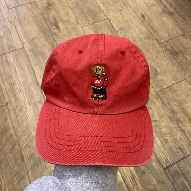 1990s Polo Ralph Lauren Bear Red Cap