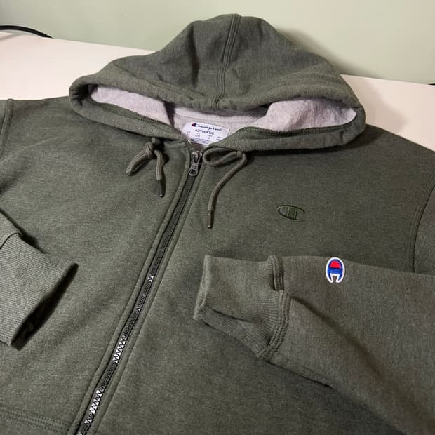 L-XL 챔피온 USA 오버핏 코튼 카키그린 후드집업