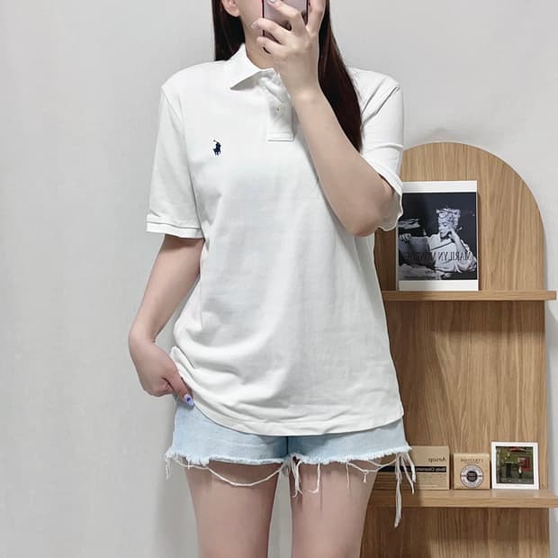 [정품] 폴로 화이트 / 네이비포니 반팔카라티 [ M ]
