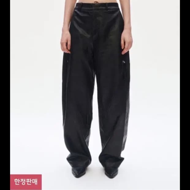 트리밍버드 오블리크 지퍼 레더 팬츠