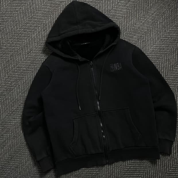 NBA 자수로고 양털 후드집업 블랙 y 4554