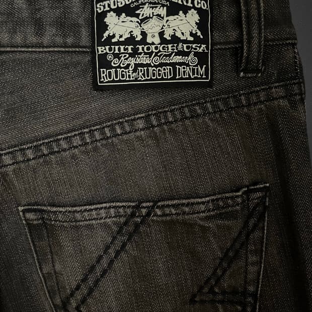 90s 스투시 rough and rugged 블랙 스트레이트진