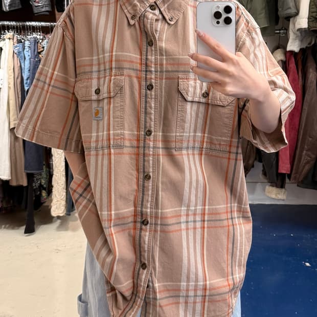 Carhartt 칼하트 루즈핏 체크 반필 셔츠