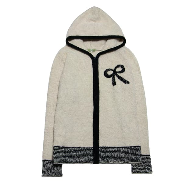 Ribbon Fleece Hood zip-up