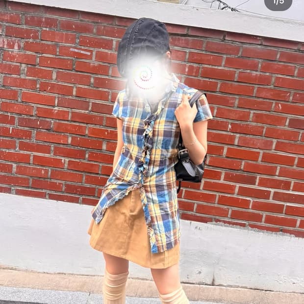 이로치 빈티지 보헤미안 믹스 체크 셔츠