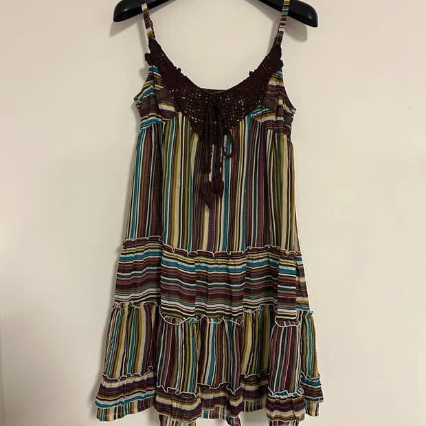 엑시즈팜 모리걸 스트라이프 크로셰  레이스 캉캉 원피스