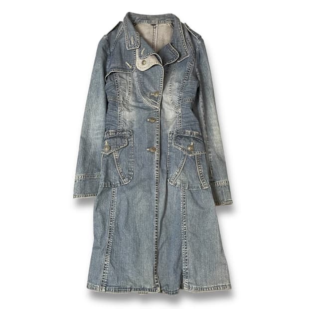 블루페페 디테일 데님 롱 원피스