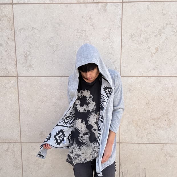 Nordic Pattern Detail Hoodie Cardigan