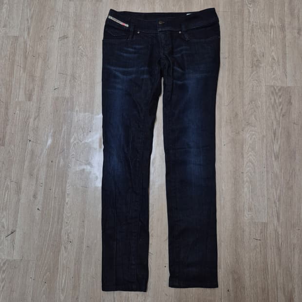 디젤 여성 다크 블루 워싱 데님 팬츠