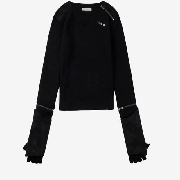 구해요)보니앤키예 Detachable Zipper Leather Top