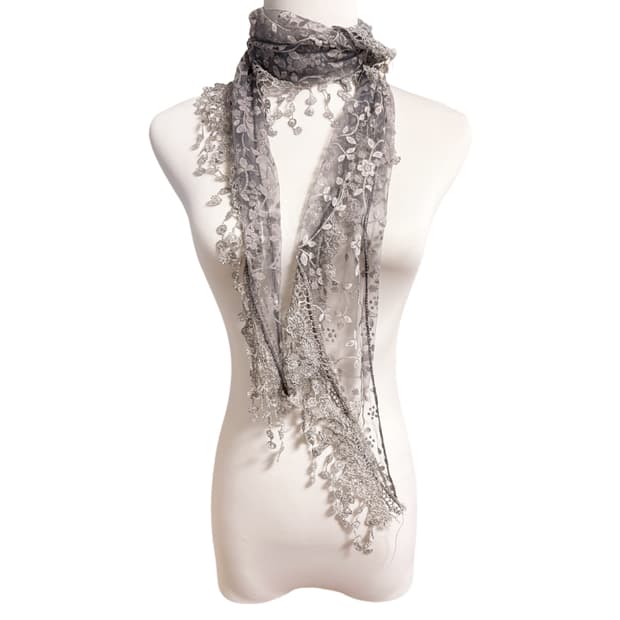 (이체시에눌) 일본 페어리 오리엔탈 글리터 플라워 패턴 드롭 머플러