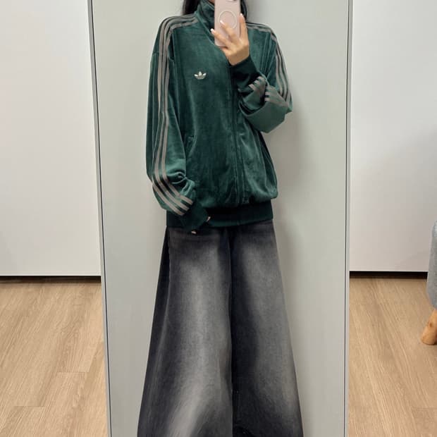 아디다스 파이어버드 벨루어 딥그린 트랙탑 져지
