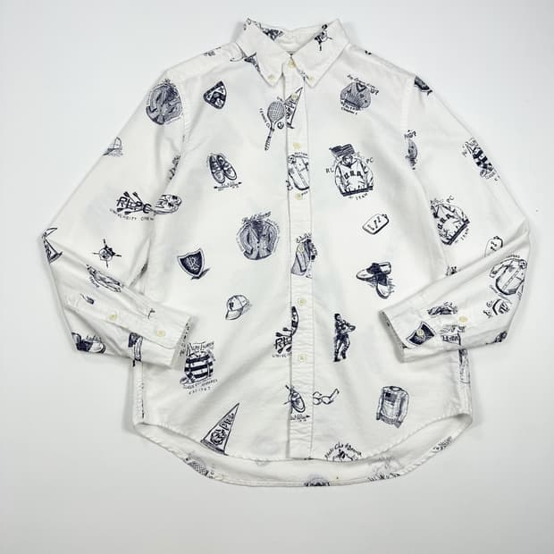 폴로 랄프로렌 걸즈 클래식 패턴 셔츠 화이트 걸즈L