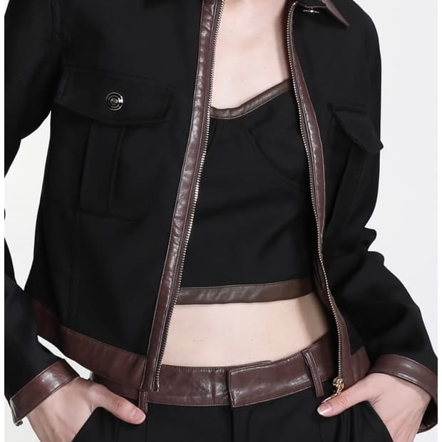 배드블러드 레더트리밍자켓 셋업(자켓+팬츠)