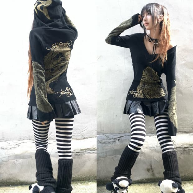 Ed Hardy oriental detail slim fit hoodie