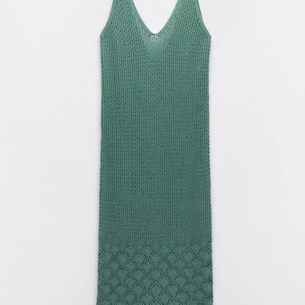 크로셰 니트 맥시 드레스