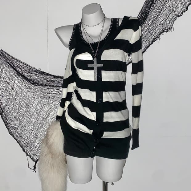 갸루 오프숄더 가디건 세트 ໒꒱