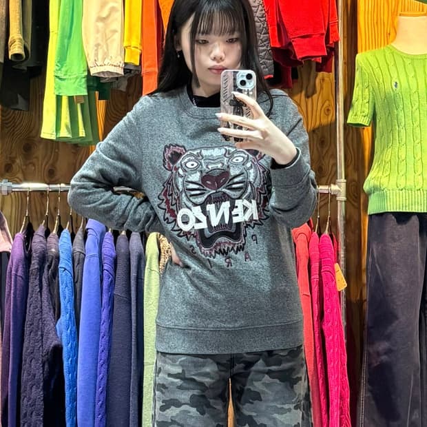 XS KENZO 겐조 타이거 자수패치 로고 맨투맨