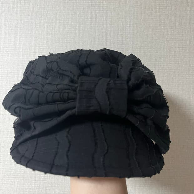 어썸니즈 벨보이 캡 리본 웨이브 블랙