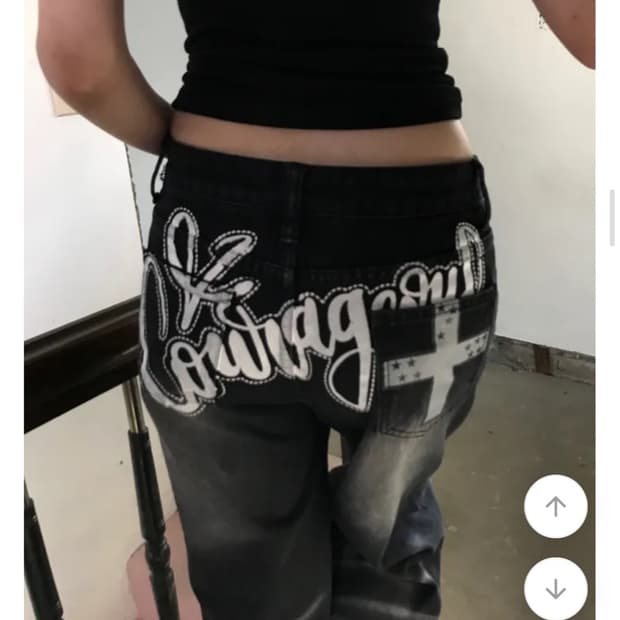 쿄이 레터링 와이드 팬츠 흑청 s