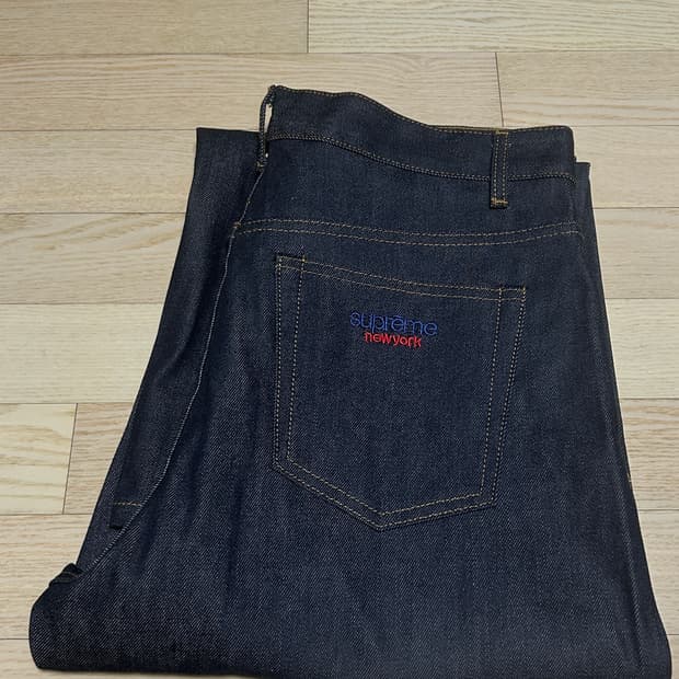 슈프림 리지드 인디고 생지 데님 청바지 - 24SS 32