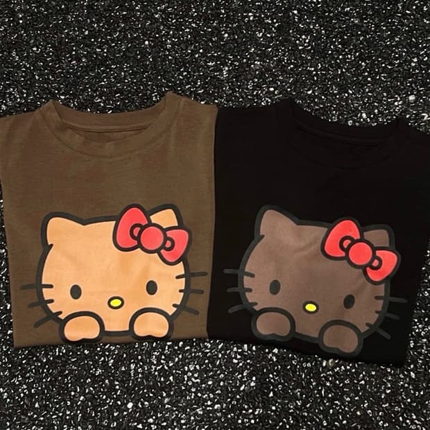 키티 y2k@ 스타일 반팔티