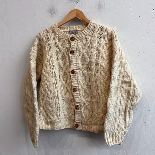 셰틀랜드 퓨어울 피셔맨 케이블 가디건 우먼즈