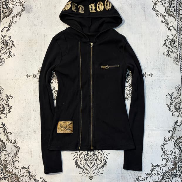 Y2K Punk gold Layered hoodie-zip up