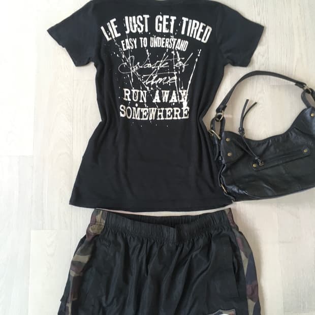 jpn vintage black y2k printing t shirt