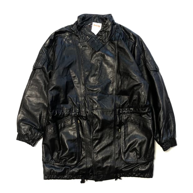 밀리터리 타입 스톰 플랩 레더 파카 