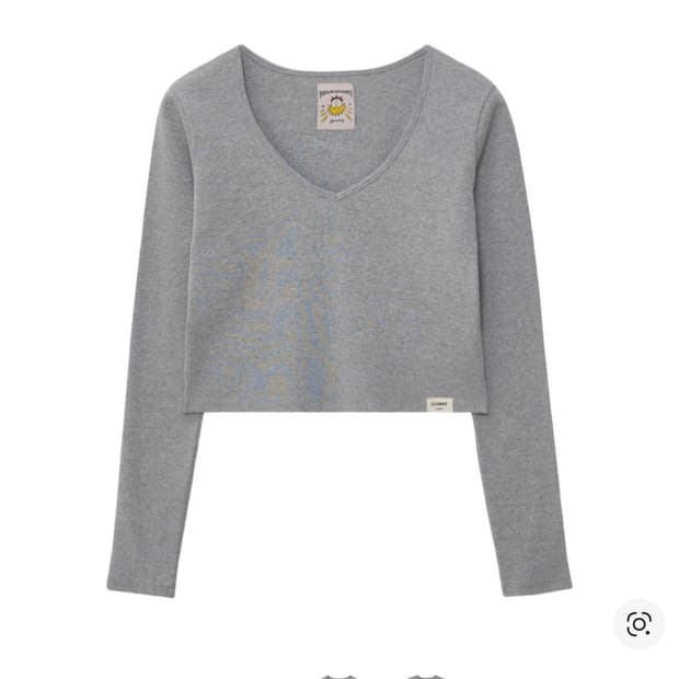 글로니 클래식 브이넥 롱슬리브 그레이 glowny