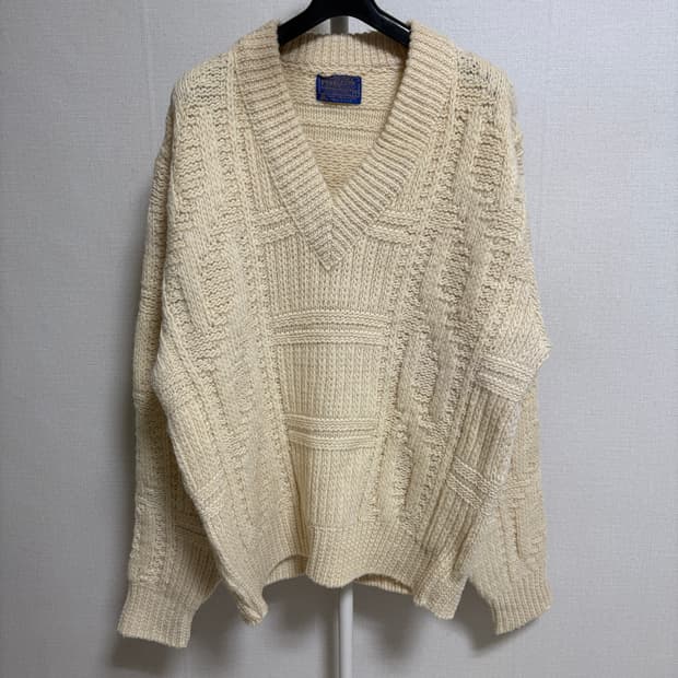 펜들턴 Made in USA 퓨어 버진 울 피셔맨 니트 / 베이지, L