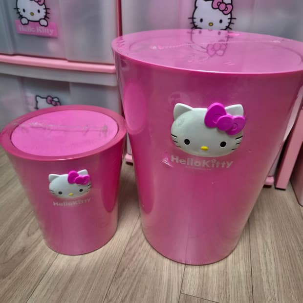 헬로키티 고전키티 핑크 입체얼굴 쓰레기통 대형 헬로키티