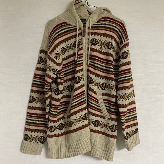 빈폴(Bean Pole) 노르딕 패턴 니트 후드 집업