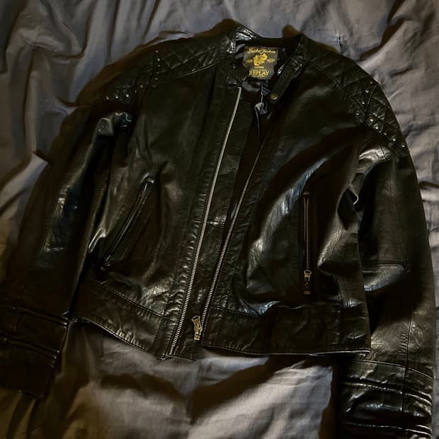 Stud Sheep Skin Biker Leather Jacket