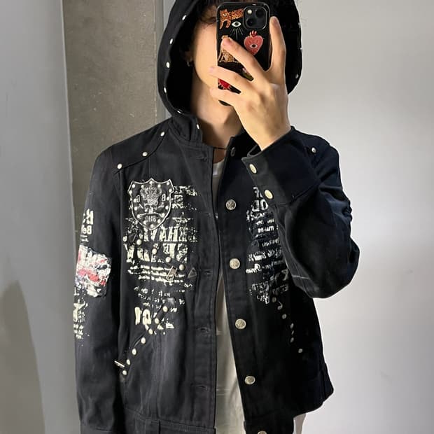 Bernings Sho 고스 펑크 리벳 데님 자켓