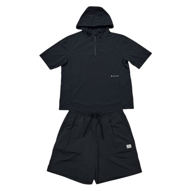 스노우피크 우븐 나일론 아노락 반팔 반바지 셋업 세트 블랙 M