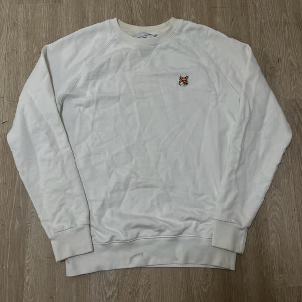 메종키츠네 폭스헤드 화이트 맨투맨 S 