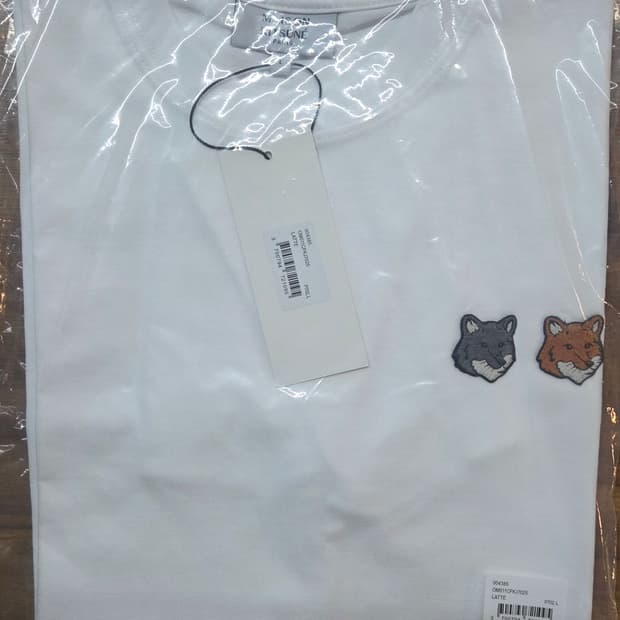 메종 더블폭스 반팔티 화이트 L(새상품/정품)