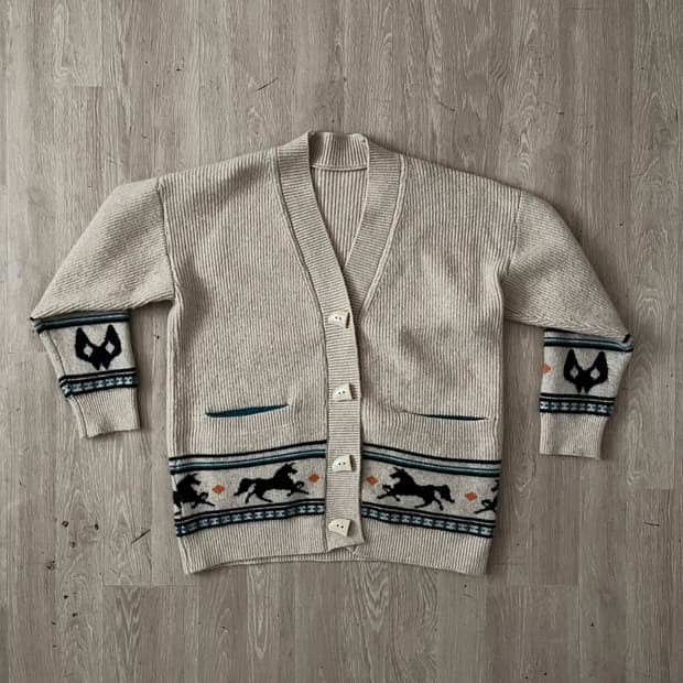 vintage cowichan knit button cardigan
