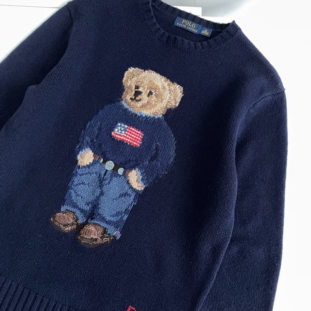 폴로 랄프로렌 성조기 베어 니트 